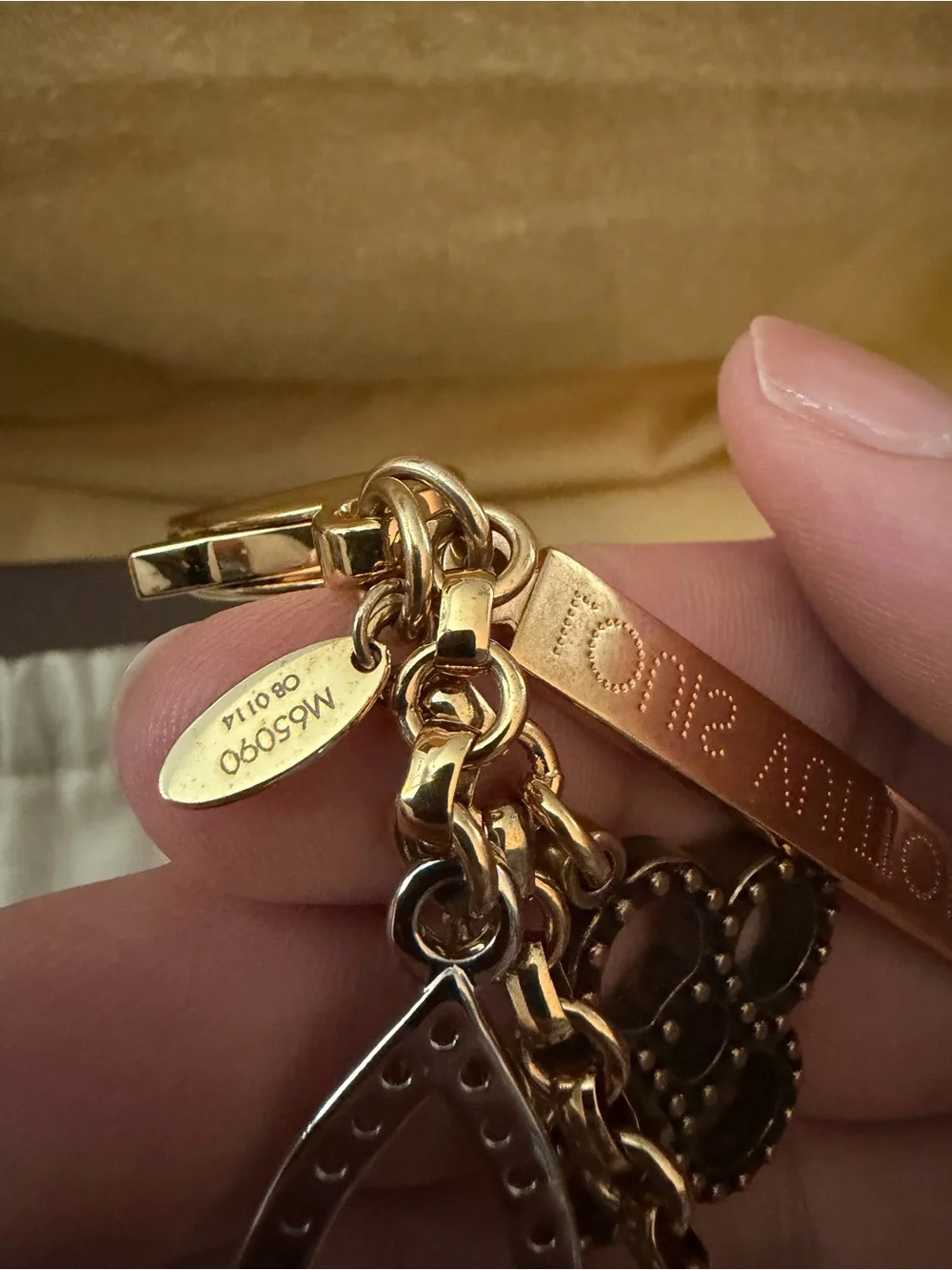 Louis Vuitton Gold and Silver Floral Ring Key Charm
